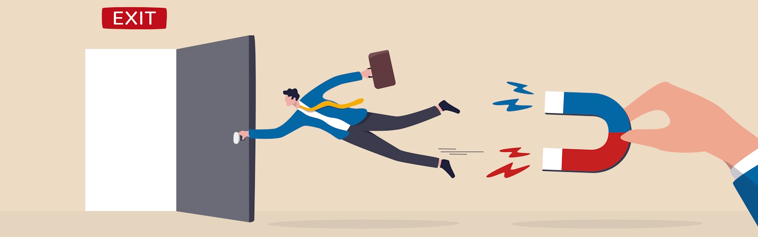 Symbolische Darstellung wie geeignete Arbeitgebermaßnahmen Auszubildende und Mitarbeitende ans Unternehmen binden